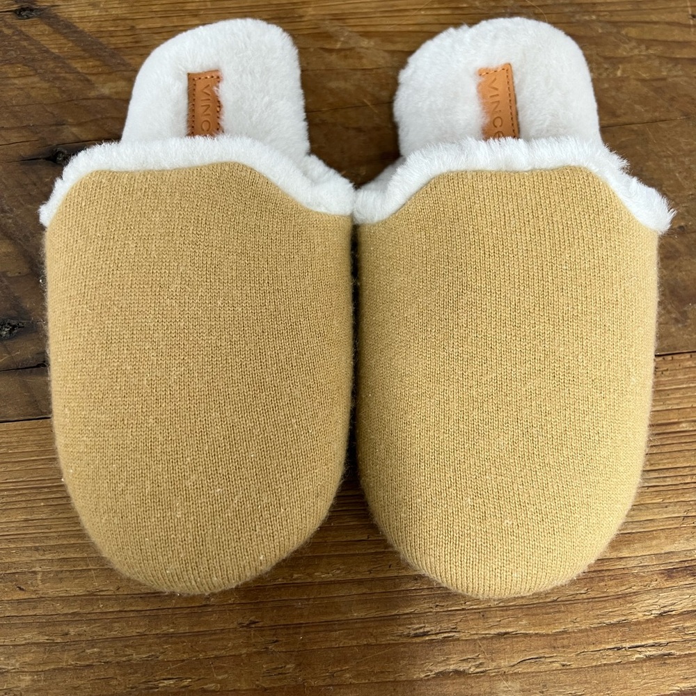 Vince shearling slip on tan/white US 5/6